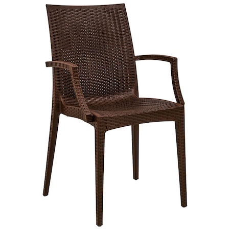 Kd 35 x 16 in. Weave Mace Indoor & Outdoor Chair with Arms, Brown KD3039913
